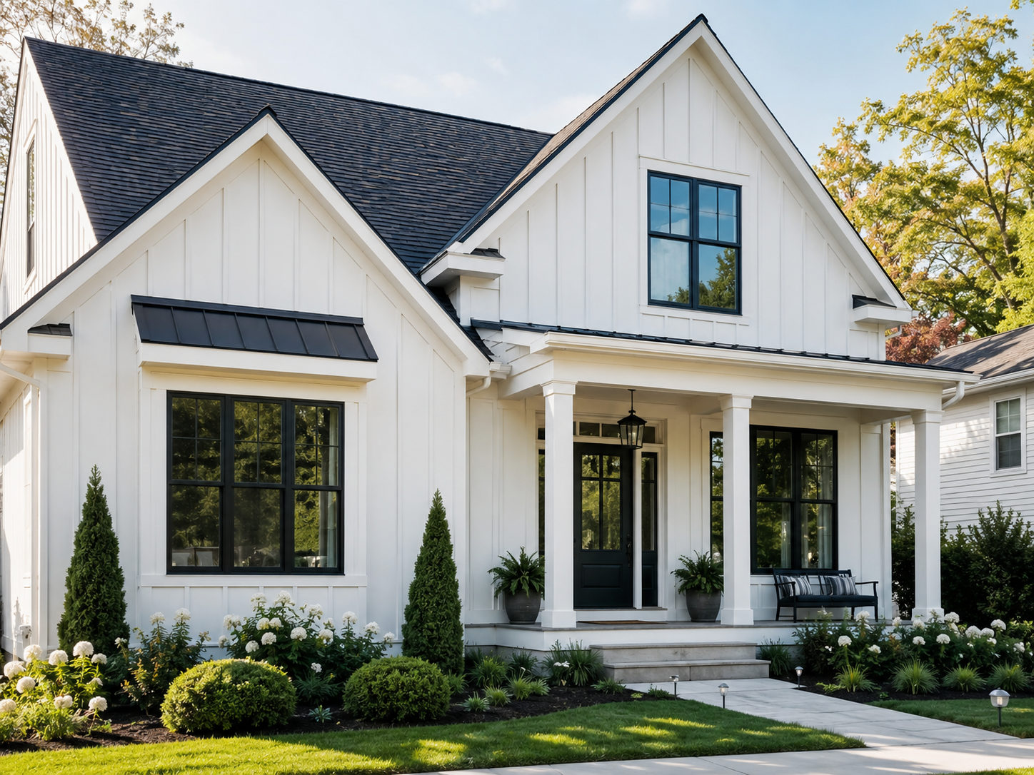 Modern farmhouse cottage with front porch
